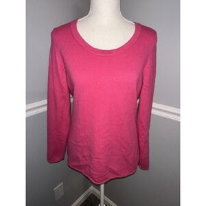C Cashmere Sweater Size L Pink 100% Cashmere Pullover Long Sleeves Scoop Neck